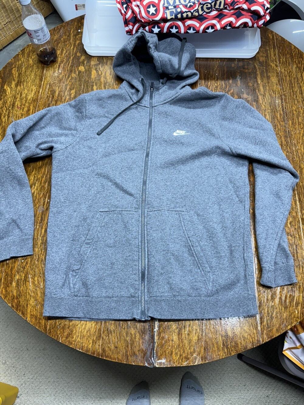 Nike Hoodie Mens Large Gray Full Zip Jacket Sweatshirt Sweater Swoosh Hooded